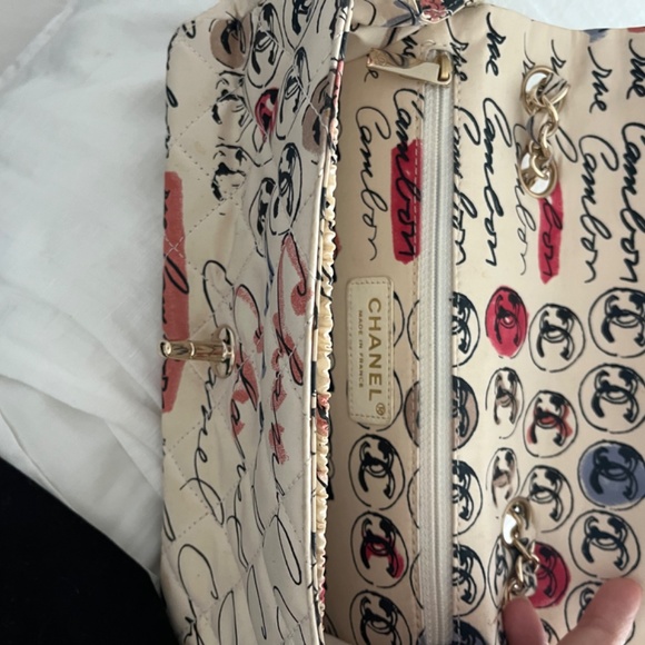 Vintage Chanel  Quilted Printed Cambon Graffiti Textile Mini Square Bag - Picture 3 of 3